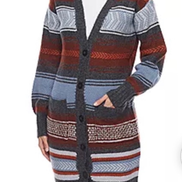 ana Women’s  Long Sleeve Button Striped Cardigan - Picture 9 of 16
